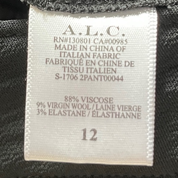 ALC Black Wool Blend Cropped Pants, size 12 - Picture 9 of 10